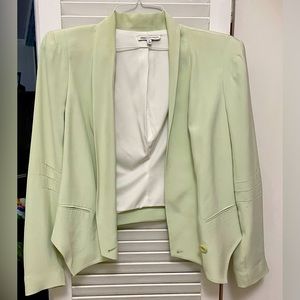Rebecca Minkoff cropped light lime green suit jacket size 6